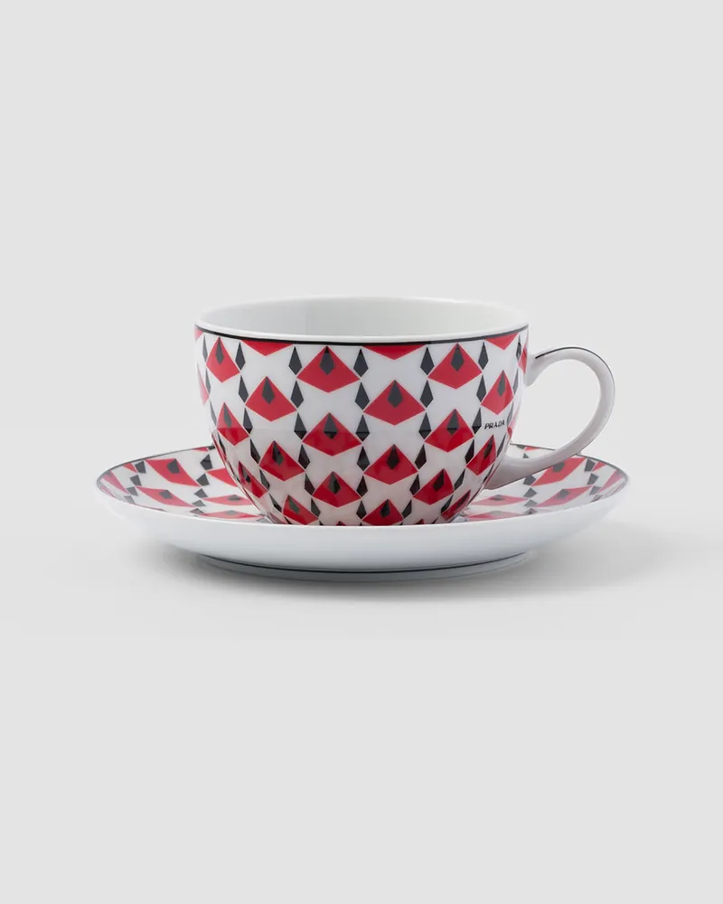 Prada Set mit zwei Cappuccinotassen aus Porzellan – Vienna Red Schwarz