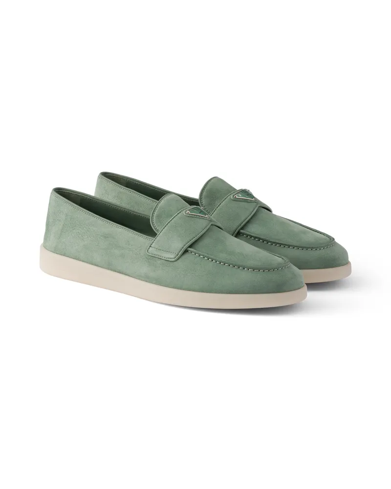 Prada Loafer Aus Wildleder, Herren, Salbeigrün, Größe 12 Salbeigrün