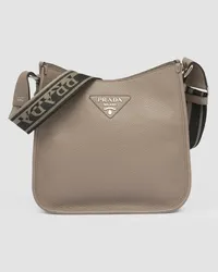 Prada Hobo Bag aus Leder Lehmgrau