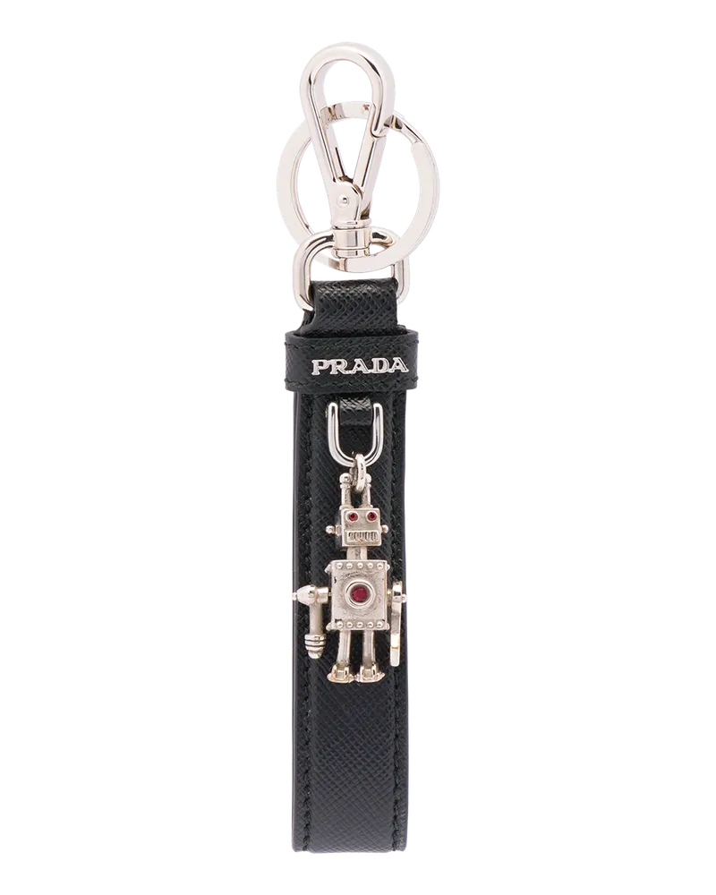Prada Schlüsselanhänger aus Saffiano Leder Schwarz
