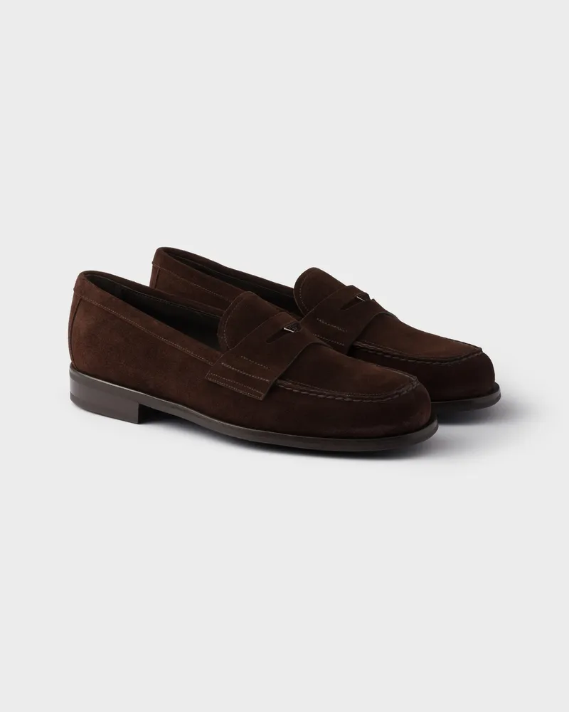 Prada Loafer aus Wildleder Dunkelbraun