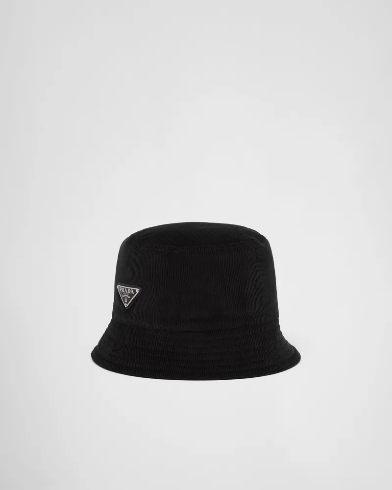Prada Fischerhut aus Cord Schwarz