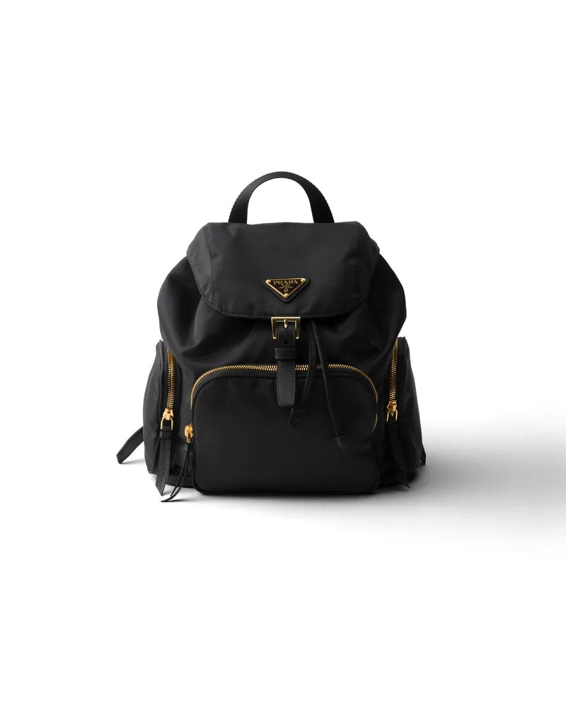 Prada Kleiner Rucksack Aus Re-nylon, Damen, Schwarz Schwarz