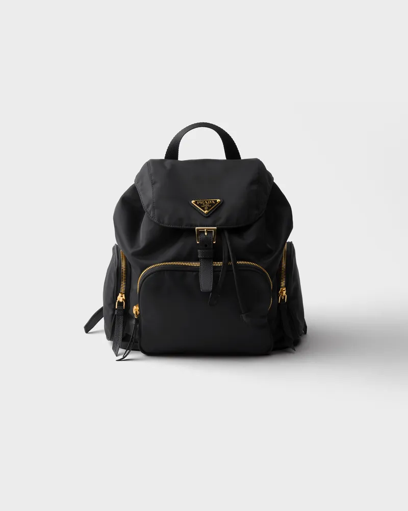 Prada Kleiner Rucksack aus Re-Nylon Schwarz
