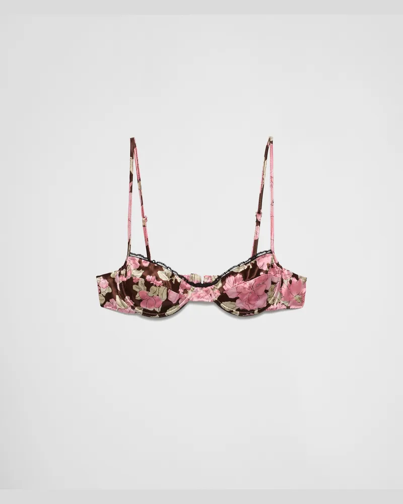 Prada BH aus bedrucktem Satin Ebenholz