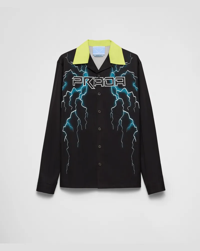 Prada Timecapsule-Hemd aus bedruckter Baumwolle Schwarz