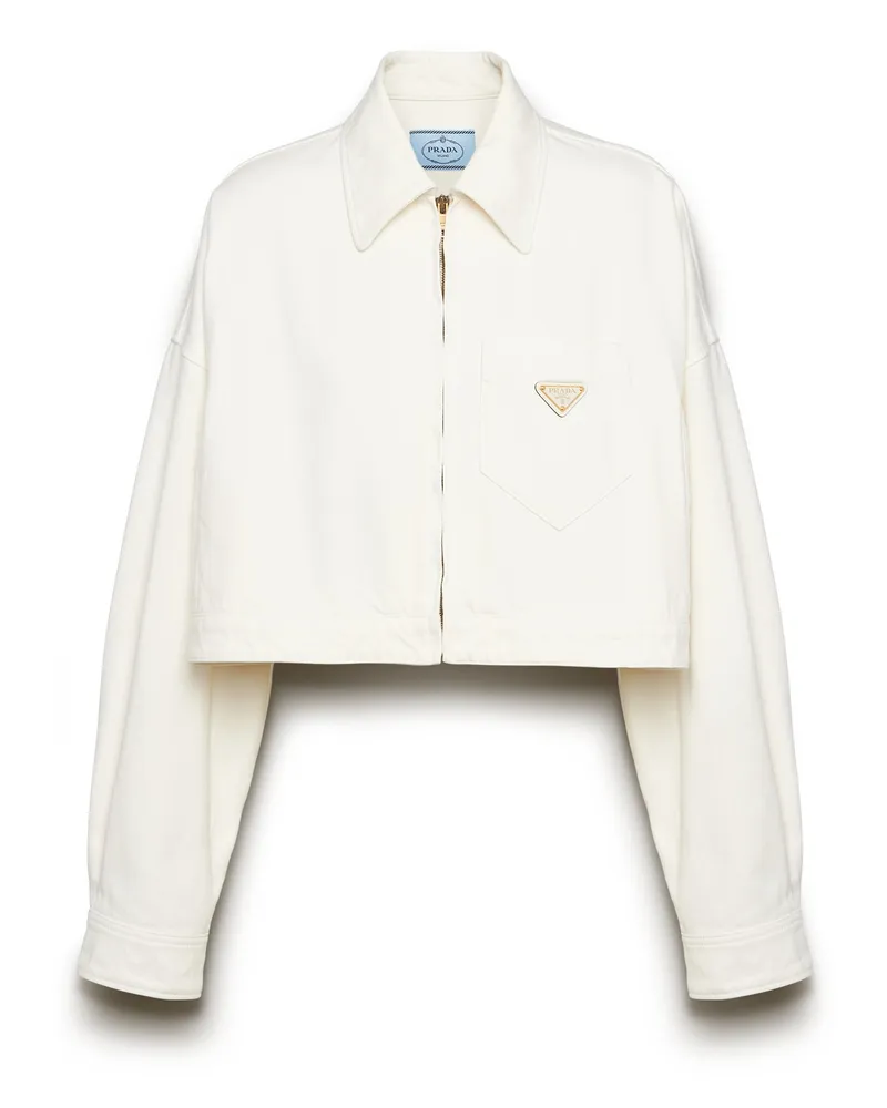 Prada Blousonjacke Aus Denim, Damen, Weiss, Größe Weiss