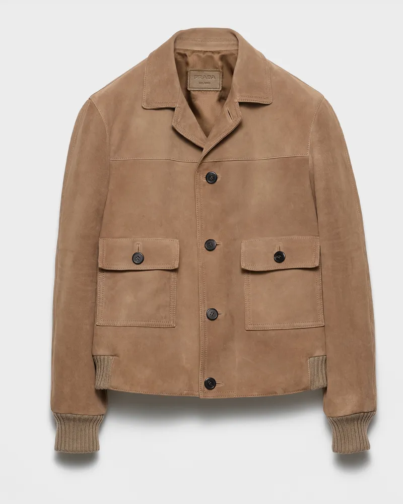 Prada Bomberjacke aus Wildleder Stein