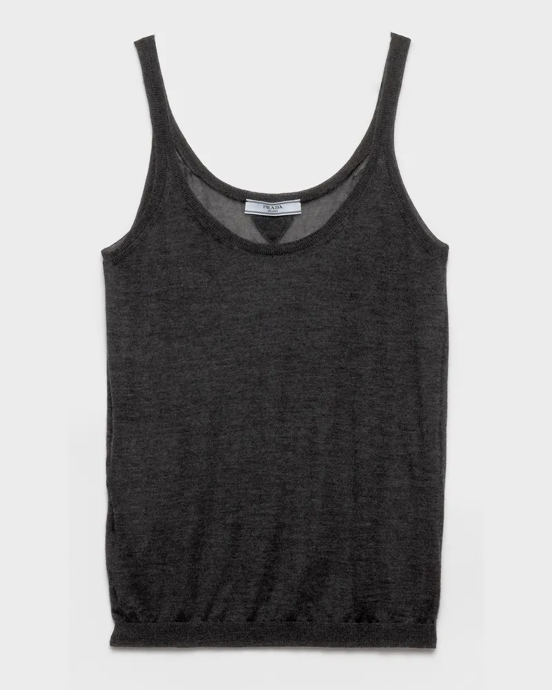 Prada Tanktop aus Kaschmir und Seide Anthrazitgrau