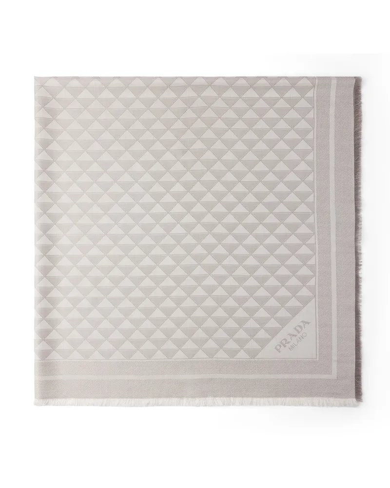 Prada Schal Aus Seide, Viskose Und Lurex, Damen, Lehm/dunkelgrau Lehm