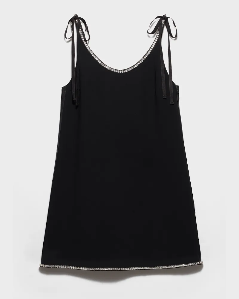 Prada Kompaktes Minikleid aus Satin-Sablé Schwarz