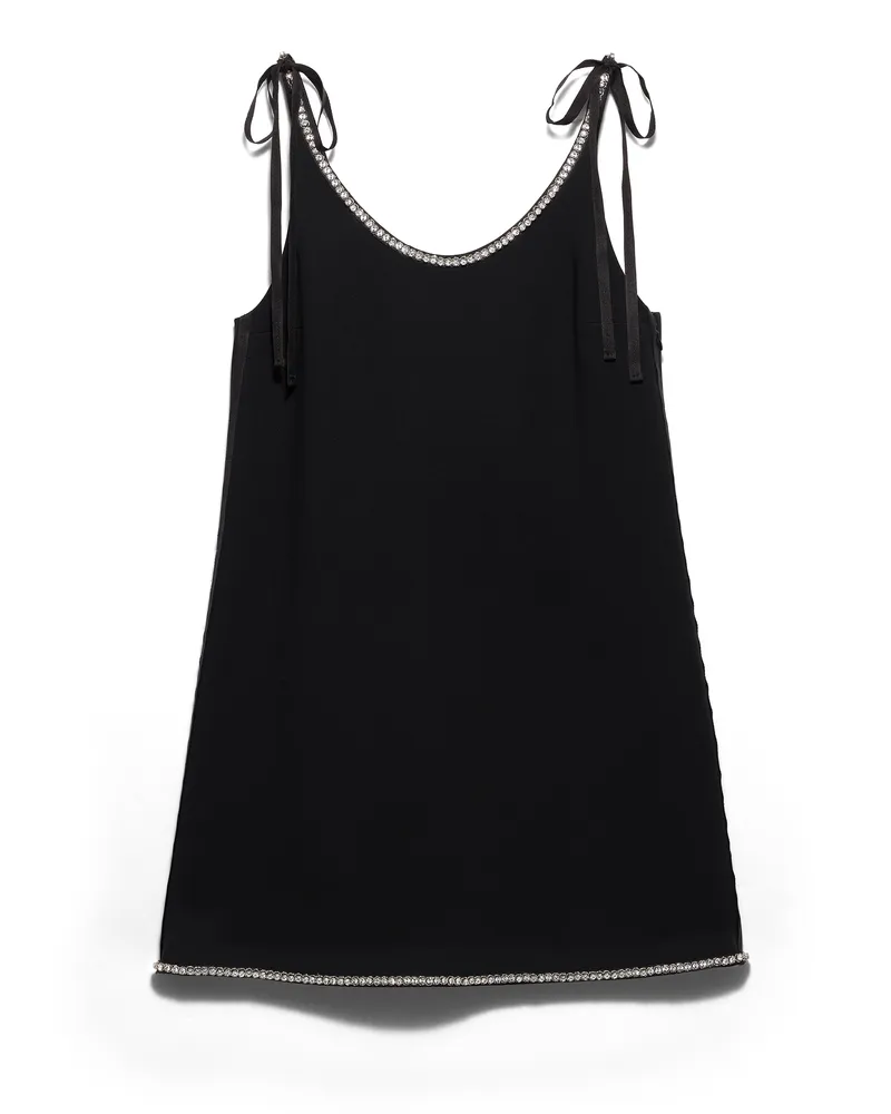 Prada Kompaktes Minikleid Aus Satin-sablé, Damen, Schwarz, Größe Schwarz