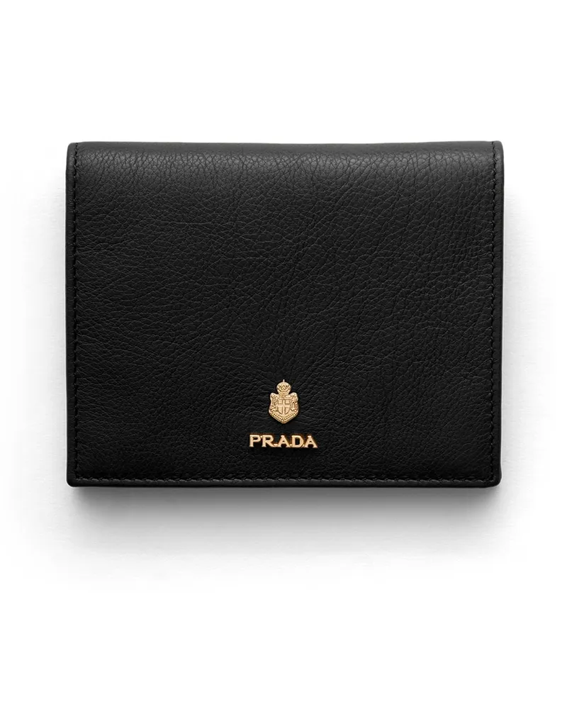 Prada Kleine Geldbörse Aus Leder, Damen, Schwarz Schwarz