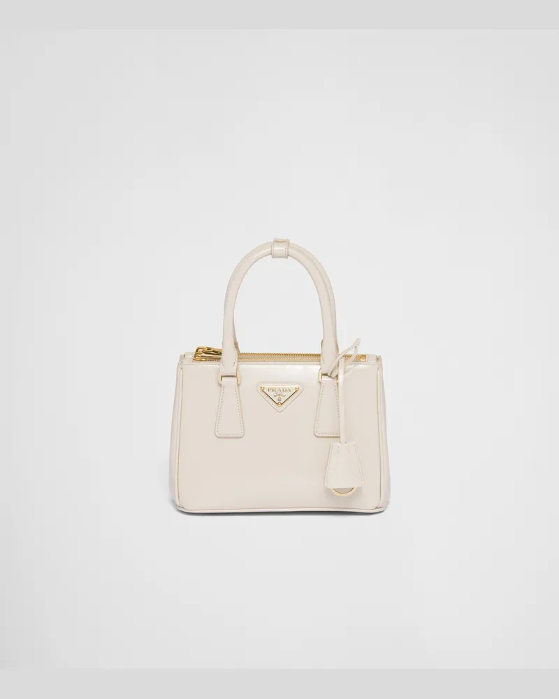 Prada Galleria Mini Bag aus Lackleder Elfenbein