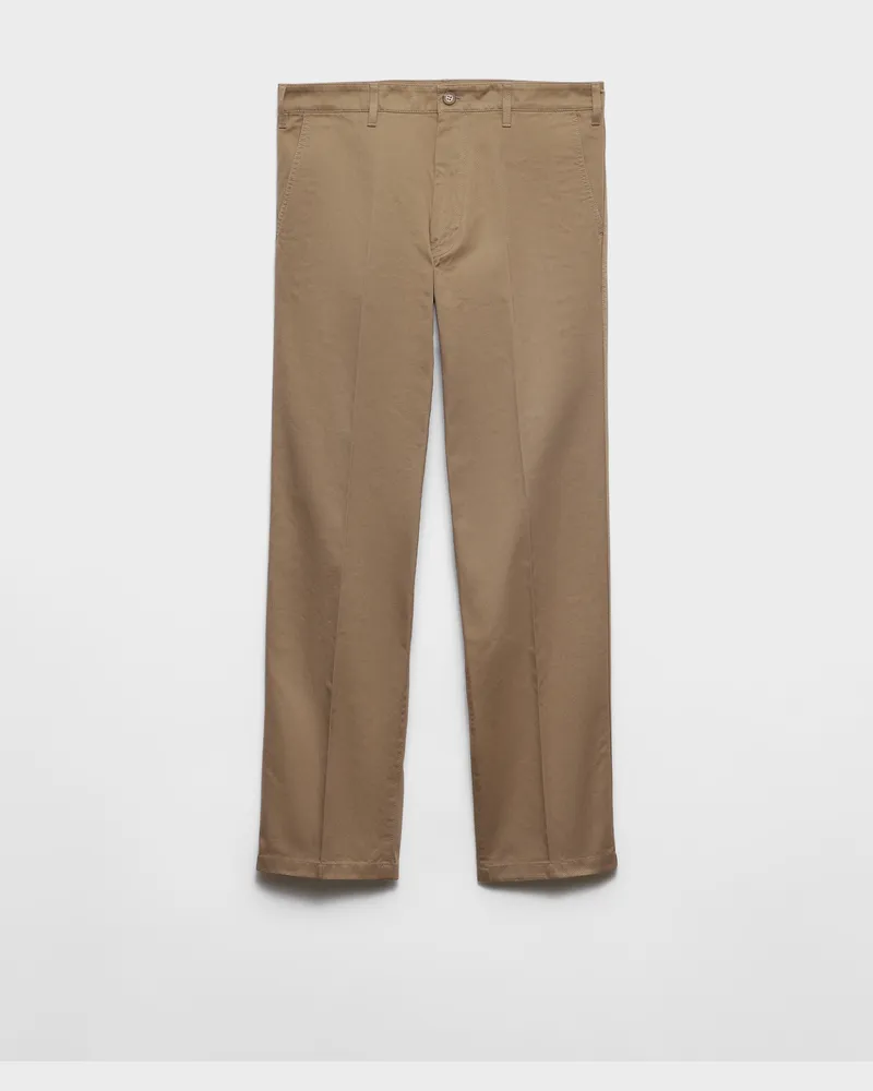 Prada Chinohose aus Baumwolle Lehmgrau