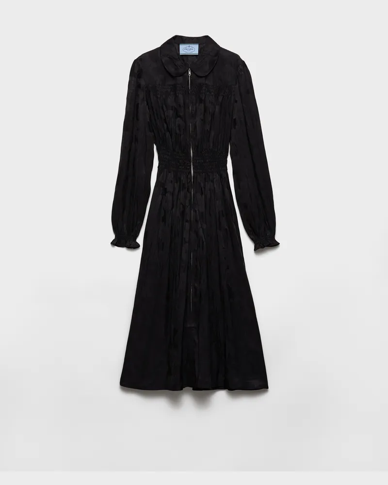 Prada Blumenkleid aus Jacquard Rauchgrau