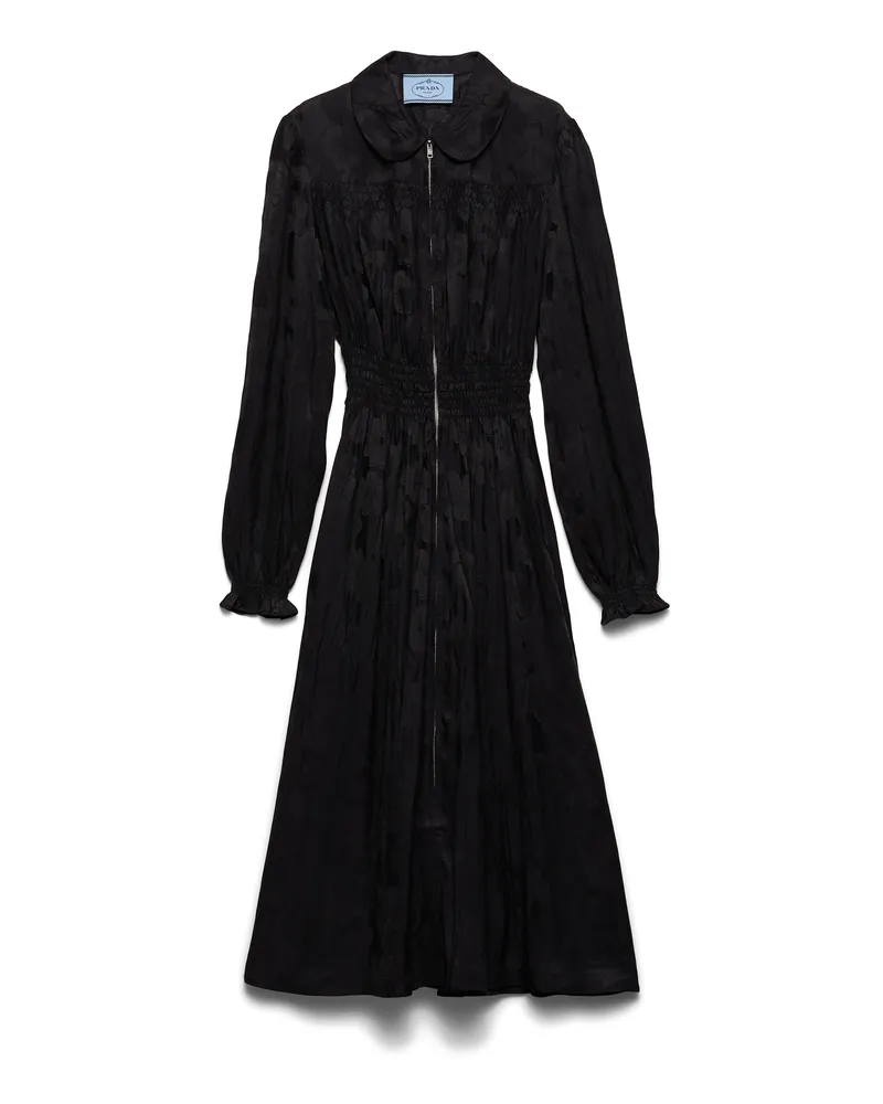 Prada Blumenkleid Aus Jacquard, Damen, Rauchgrau, Größe Rauchgrau
