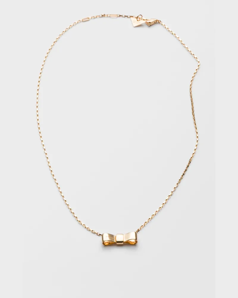 Prada Eternal Gold Halskette mit Schleifenanhänger – Gelbgold Gold