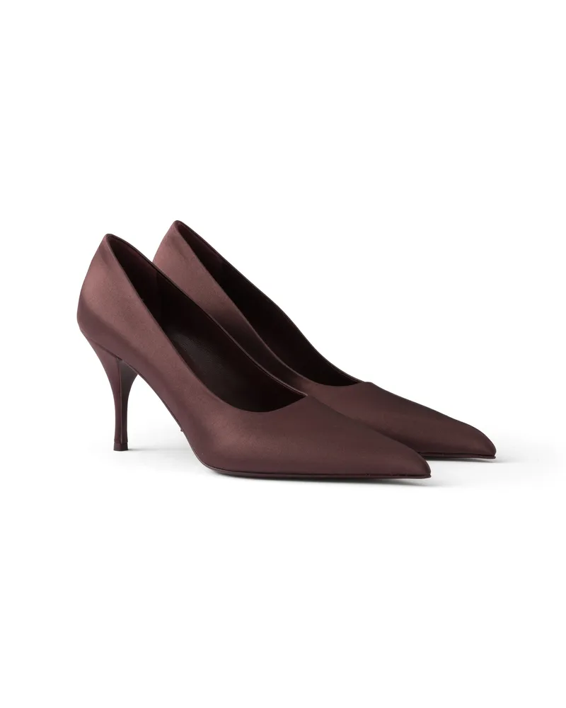 Prada Pumps Aus Satin, Damen, Burgunderrot, Größe Burgunderrot