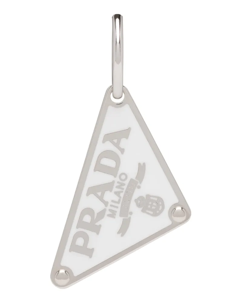 Prada Symbole Linker Ohrhänger, Damen, Weiss Weiss