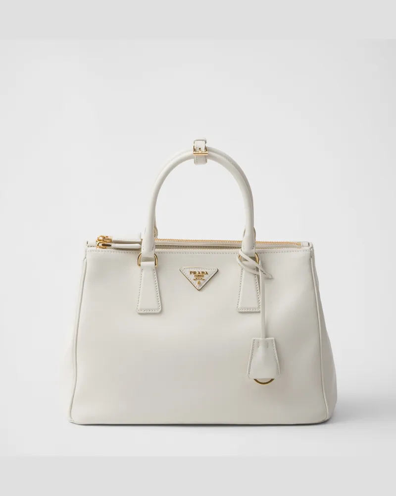 Prada Große  Galleria Tasche aus Leder Weiss