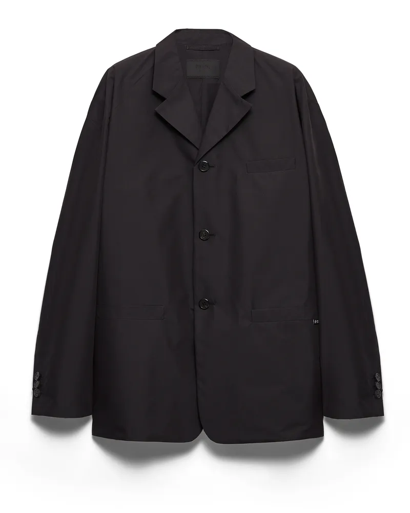 Prada Einreihige Jacke Aus Technischer Baumwolle, Herren, Schwarz, Größe Schwarz