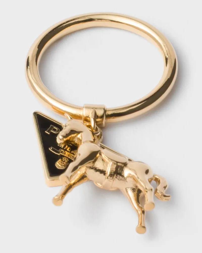 Prada Ring aus Metall und Emaille Schwarz