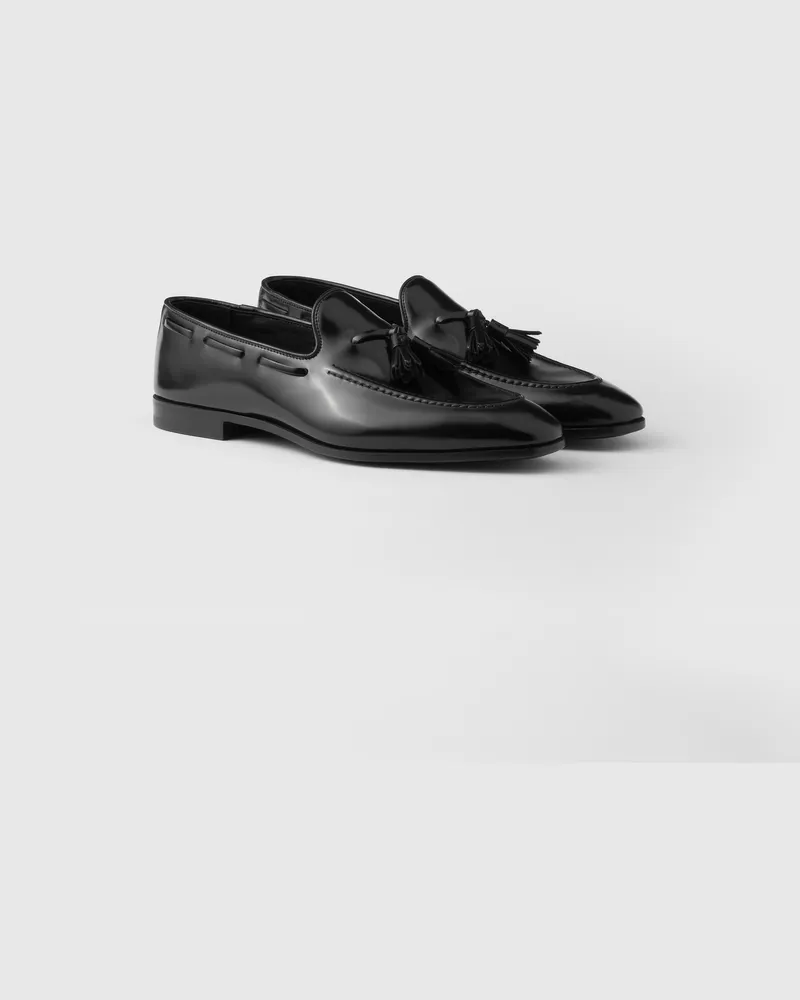 Prada Loafer aus gebürstetem Leder Schwarz