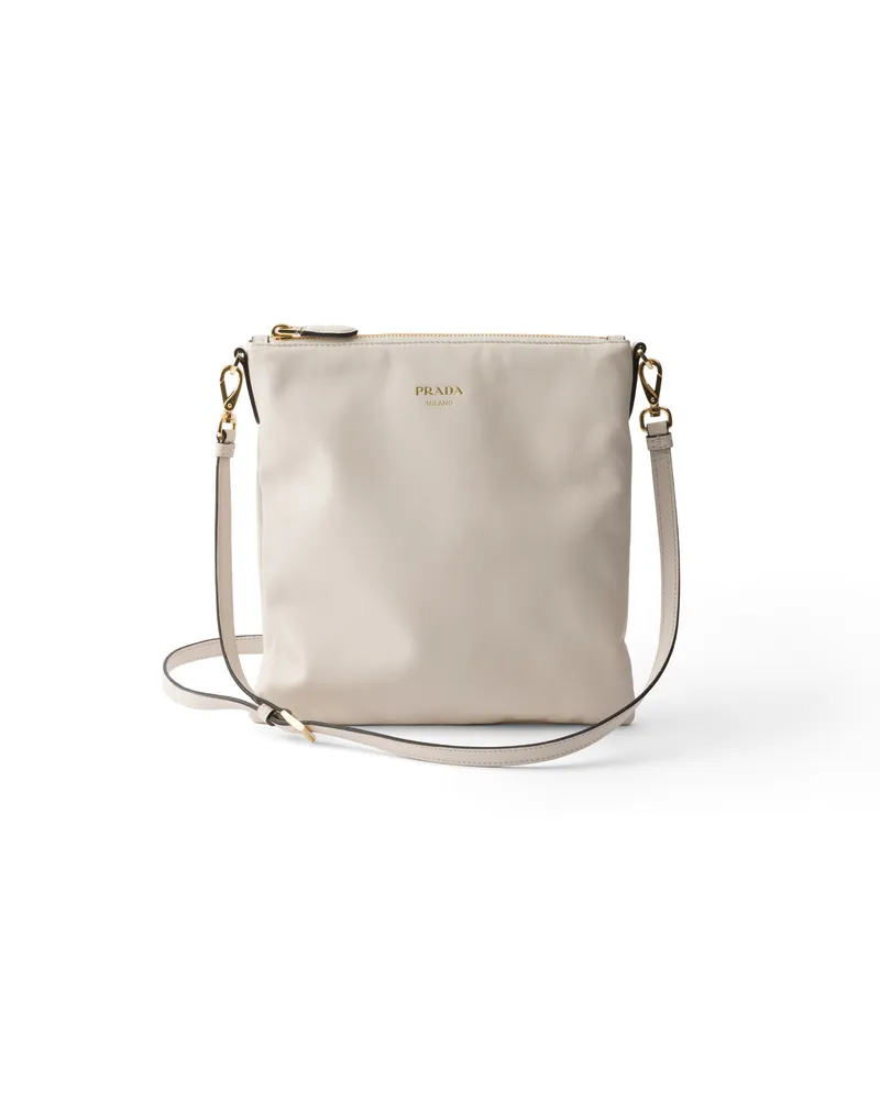 Prada Mini-schultertasche Aus Nappaleder, Damen, Kalkweiss Kalkweiss