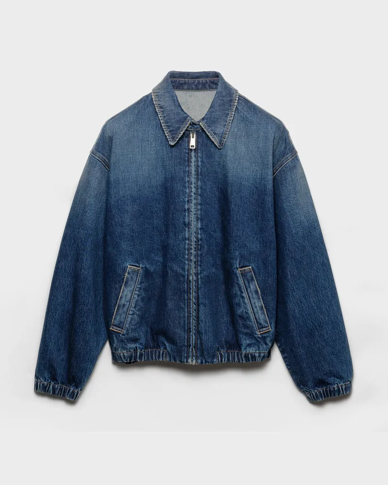Prada Blousonjacke aus gewaschenem Denim Blau