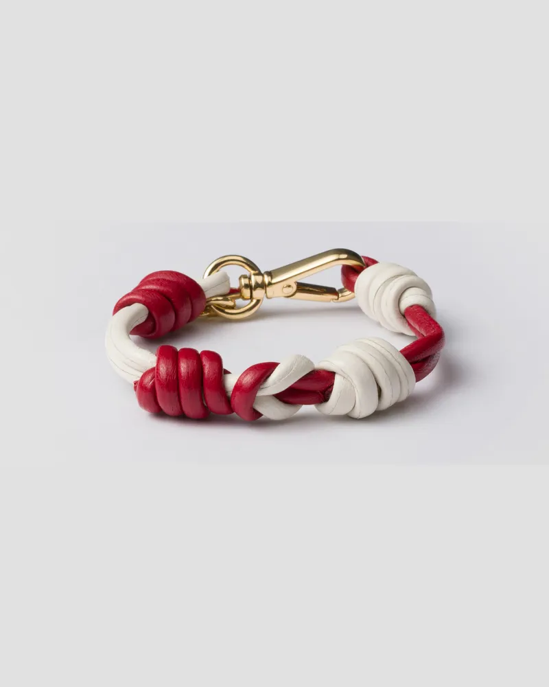 Prada Geflochtenes Armband aus Nappa-Leder Feuerrot