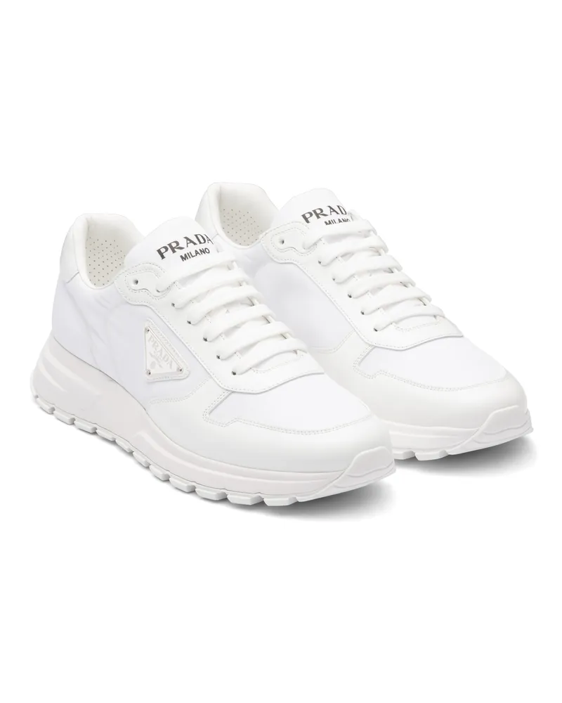 Prada Prax 01 Sneaker Aus Re-nylon Und Gebürstetem Leder, Herren, Weiss, Größe 13 Weiss