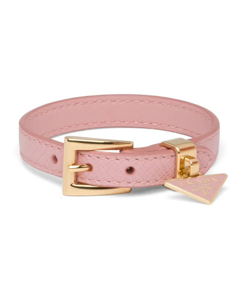 Prada Armband Aus Saffiano-leder, Damen, Pfirsich, Größe Pfirsich