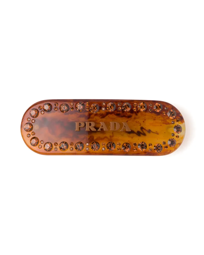 Prada Haarspange Aus Plexiglas, Damen, Rostfarbenes Schildpatt Rostfarbenes