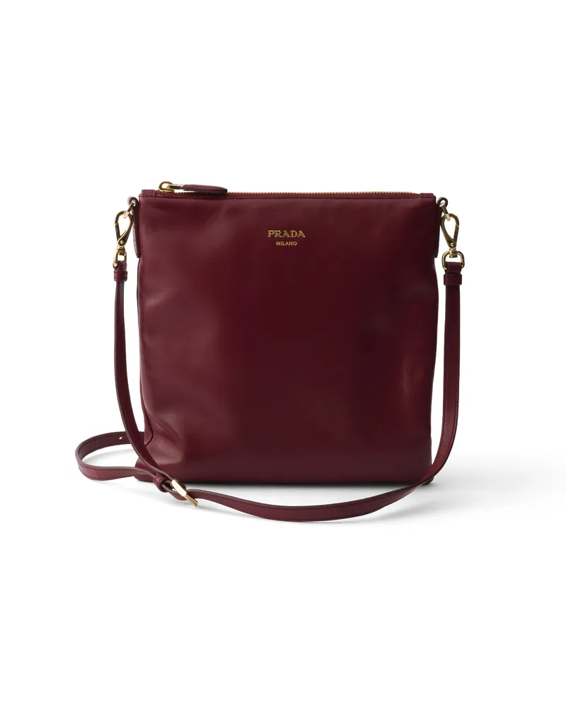 Prada Mini-schultertasche Aus Nappaleder, Damen, Kirschrot Kirschrot