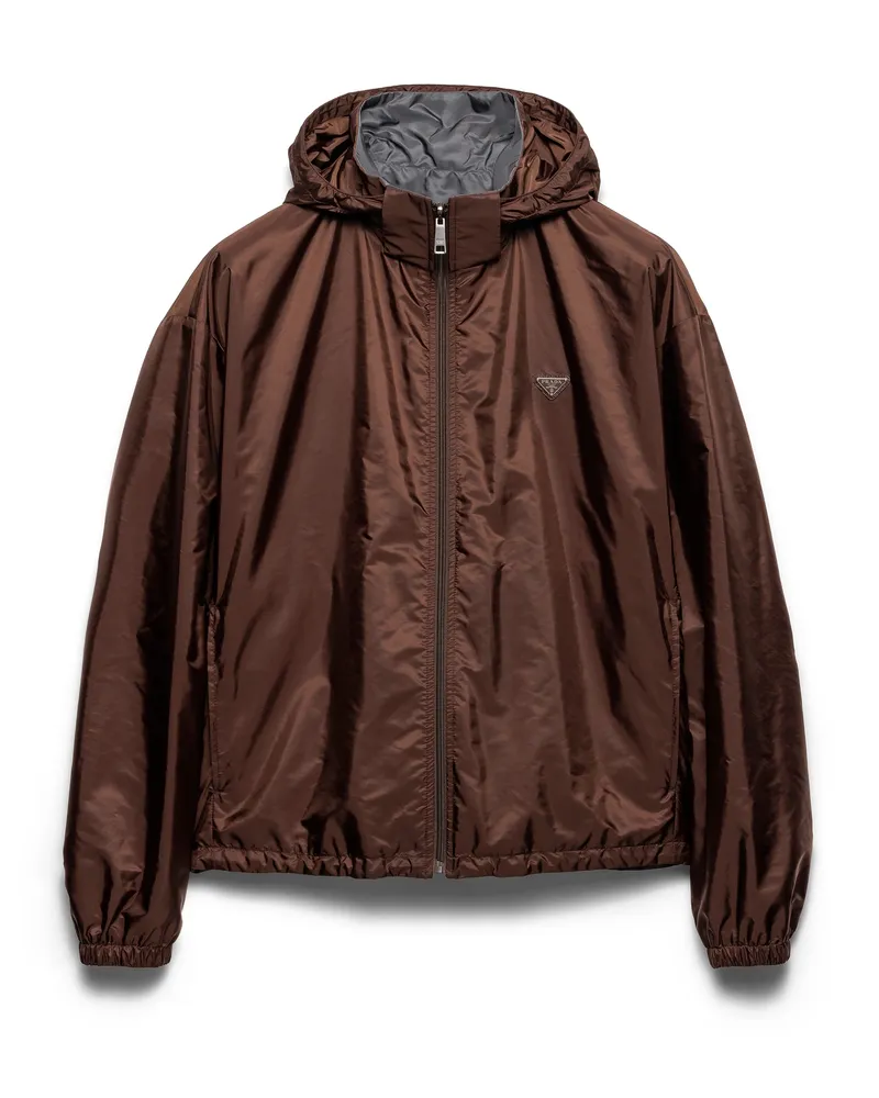 Prada Wendbare Jacke Aus Re-nylon, Herren, Kakaobraun/eisengrau, Größe Kakaobraun