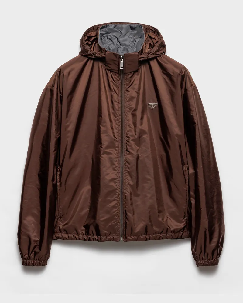 Prada Wendbare Jacke aus Re-Nylon Kakaobraun