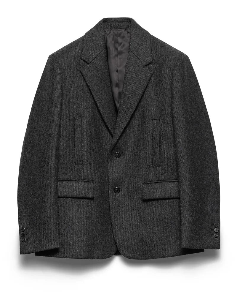 Prada Einreihige Jacke Aus Wolle, Herren, Schiefergrau, Größe Schiefergrau