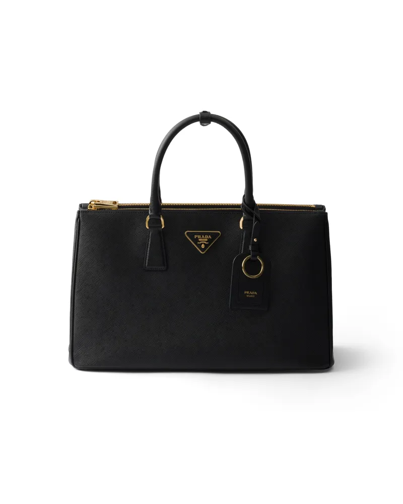 Prada Galleria Saffiano-tasche, Groß, Damen, Schwarz Schwarz