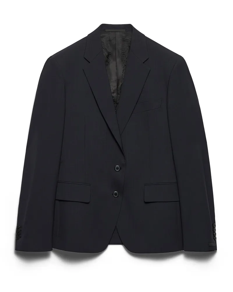 Prada Einreihige Jacke Aus Wolle, Damen, Blau, Größe Blau