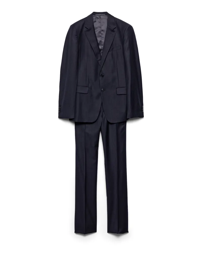 Prada Einreihiger Anzug Aus Kaschmirwolle Und Wolle, Herren, Blau, Größe Blau