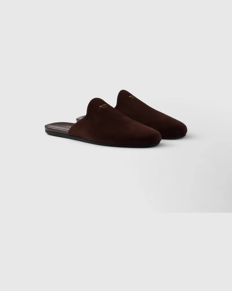Prada Mules aus Wildleder Dunkelbraun