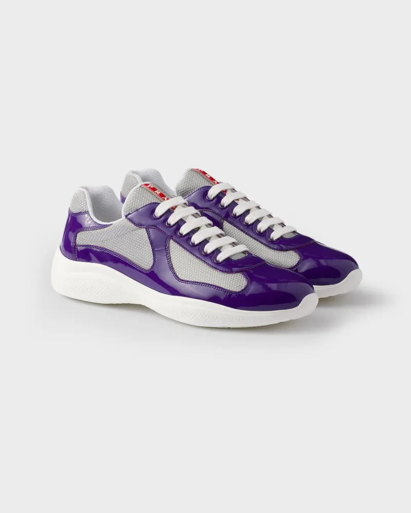 Prada America’s Cup Sneaker aus Lackleder und Funktionsgewebe Violett