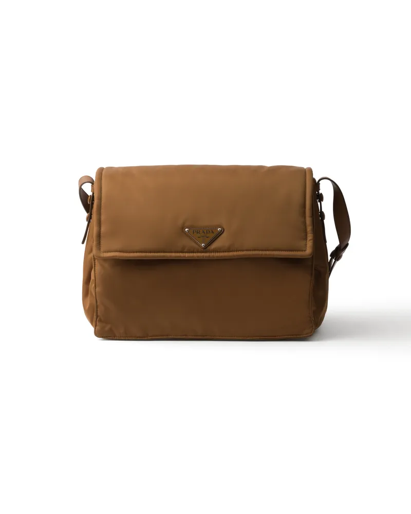 Prada Traveller Große Schultertasche Aus Gepolstertem Re-nylon, Damen, Brandy Brandy