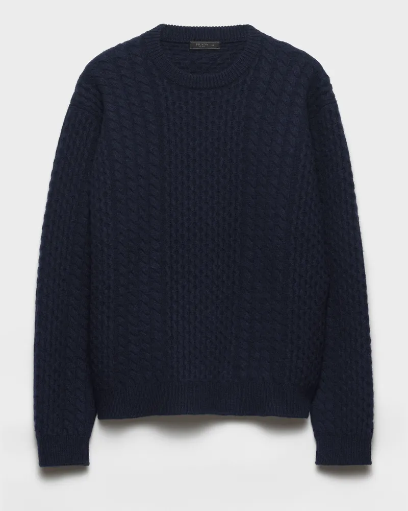 Prada Rundhalspullover aus Wolle Blau