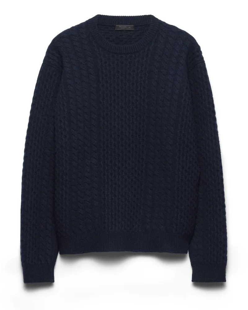 Prada Rundhalspullover Aus Wolle, Herren, Blau, Größe Blau