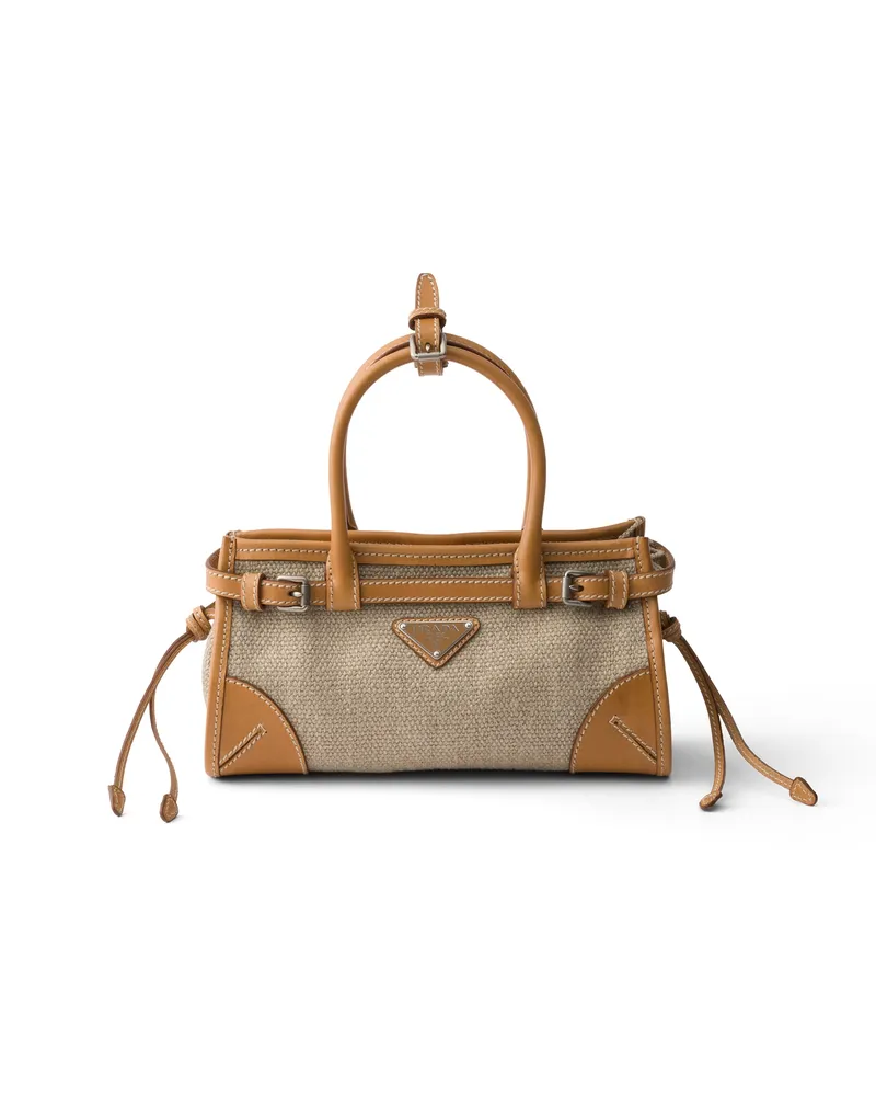 Prada Bonnie Tasche Aus Leinen Und Leder, Klein, Damen, Seil/natur Seil