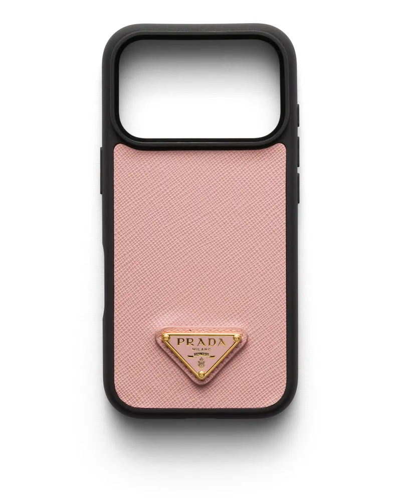 Prada Hülle Für Iphone 17 Pro Max Aus Saffiano-leder, Damen, Pfirsich Pfirsich