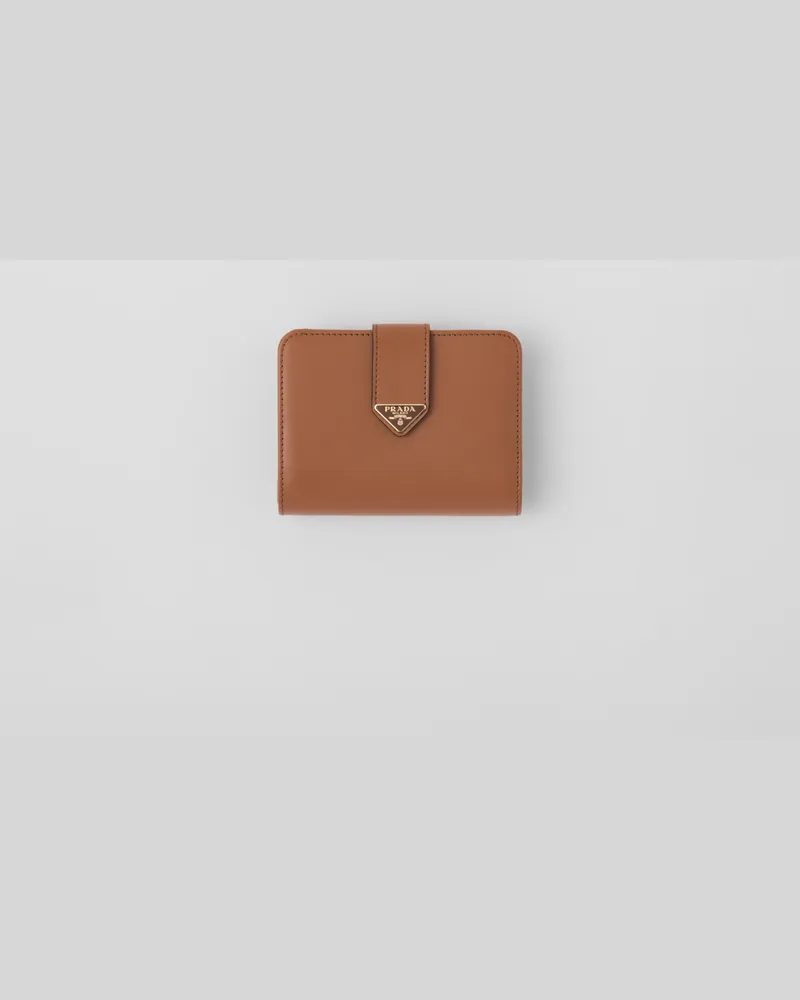 Prada Kleine Geldbörse aus Leder Cognac