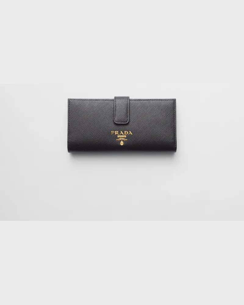 Prada Große Geldbörse aus Saffiano-Leder Schwarz